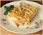 Penne al forno con Bel Paese e prosciutto
