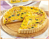 Quiche al tomino, speck e zucchine