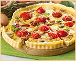 Quiche con pomodori, salame e olive