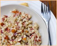 Spaeztle di grano saraceno con salsa di ricotta allo speck e Parmigiano